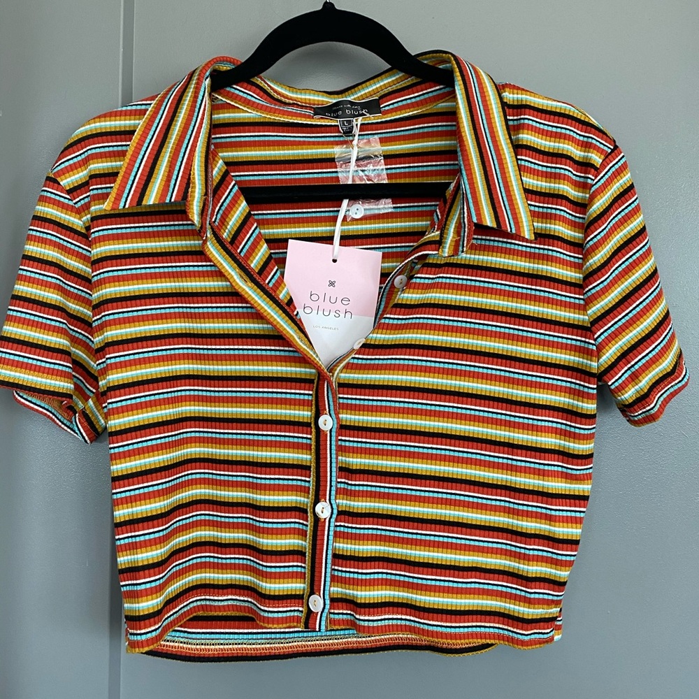 Multi-colored Blue Blush crop top